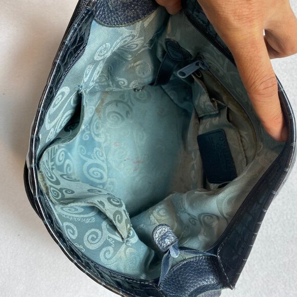 Brighton Shoulder Bag Black Cher Croc Embossed Patent Leather - Picture 8 of 14